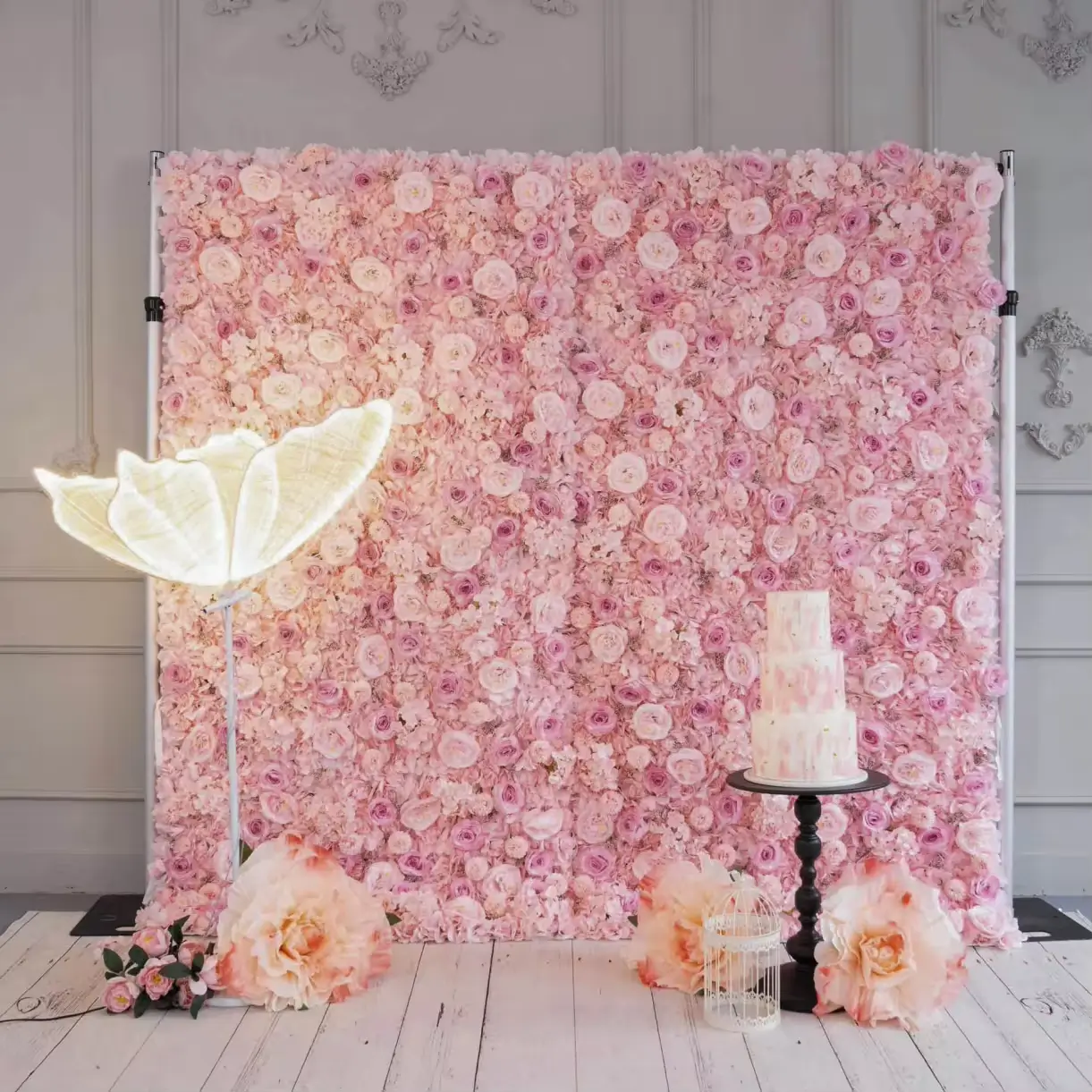 Pink rose photo wall