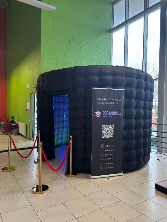 black led tent with 360 video spinner